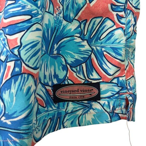 Vineyard Vines Tropical Blue Hibiscus Swim Trunks Elastic Waist Lined Size M - Picture 4 of 11